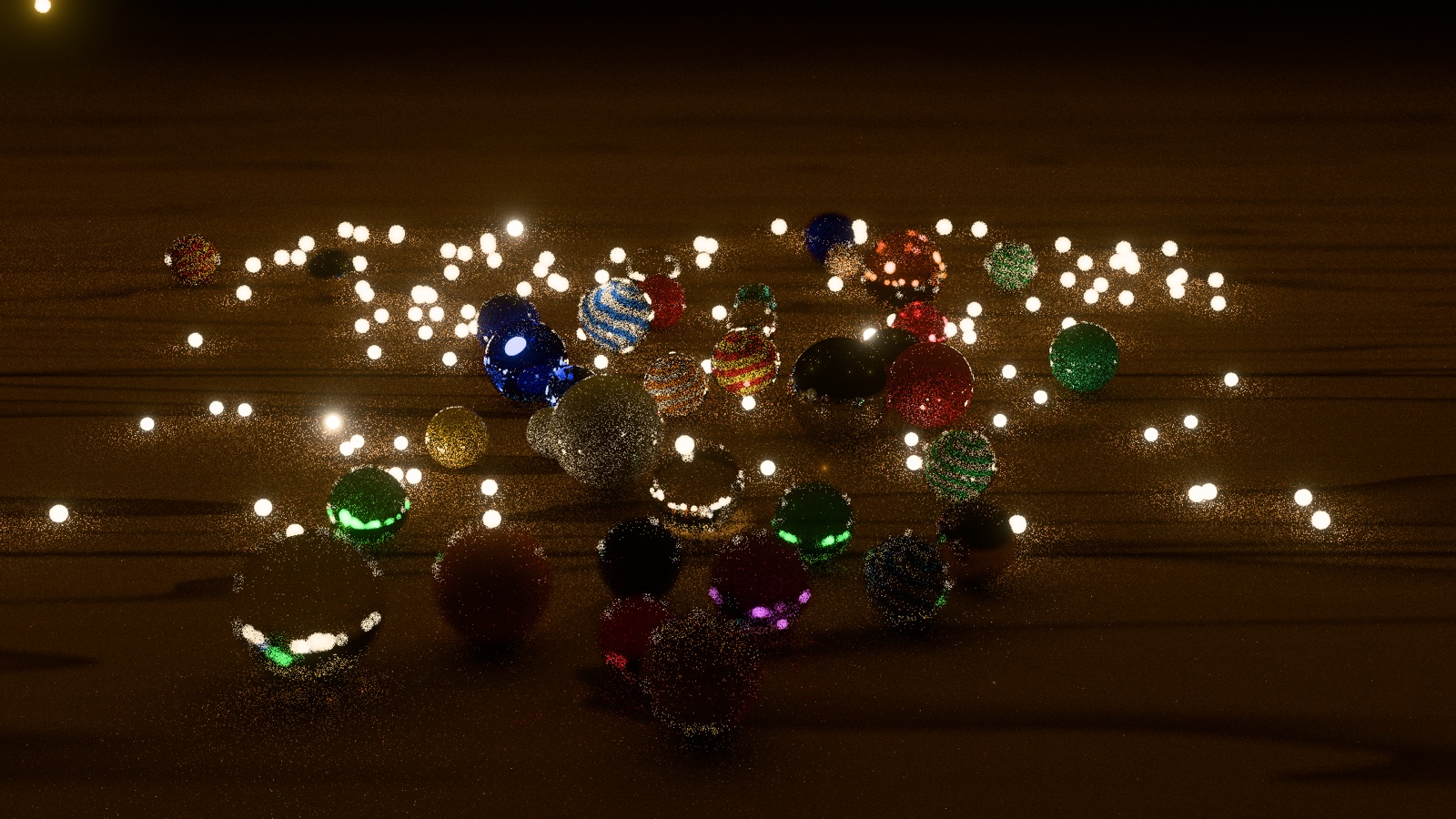 The marbles, 10 seconds into the opening: fireflies resting among them