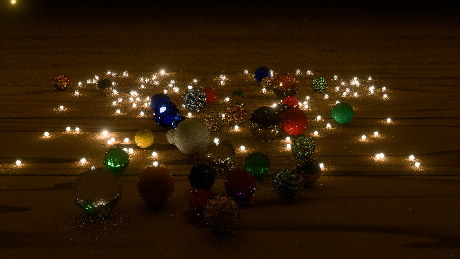 The marbles, 10 seconds into the opening, rendered with ReSTIR PT and MNEE