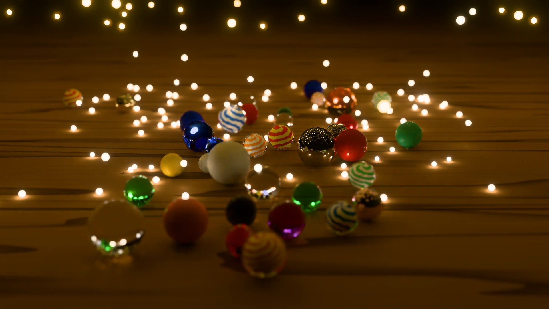 The marbles twenty seconds into the opening, rendered on the RTX 3090 Ti